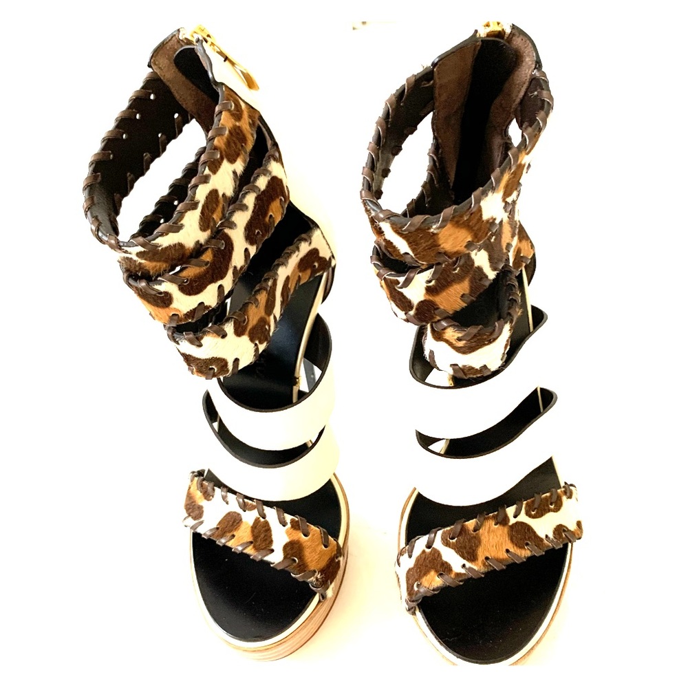 Gianmarco Lorenzi Animal Print Ankle Gladiator